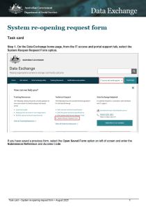 image of the front cover of System re-opening request form