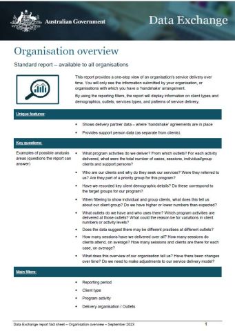 Cover of Organisation overview Fact sheet
