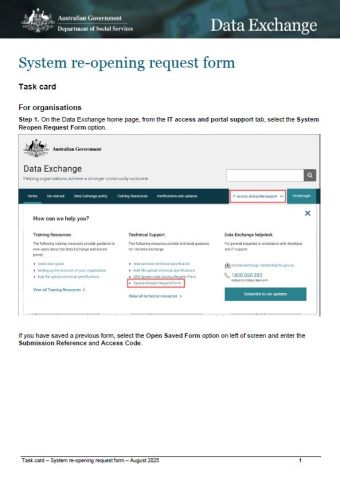 cover of System Re-opening Request Form