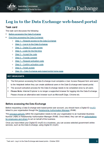 Log in to the Data Exchange web-based portal
