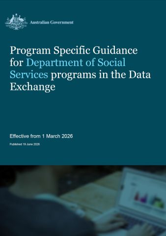 cover of Program Specific Guidance for Department of Social Services – 1 January to 30 June 2026 reporting period
