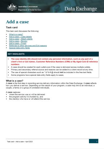 cover of Add a case task card