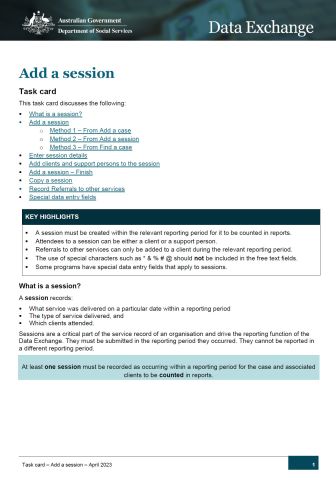 cover of Add a session task card