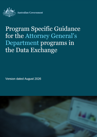 cover of Program Specific Guidance for the Attorney General’s Department programs in the Data Exchange